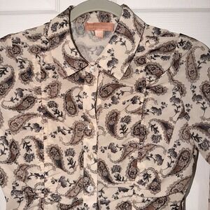 Charmed Heart Paisley Pattern Long Sleeve Button Up Blouse Women's size XS